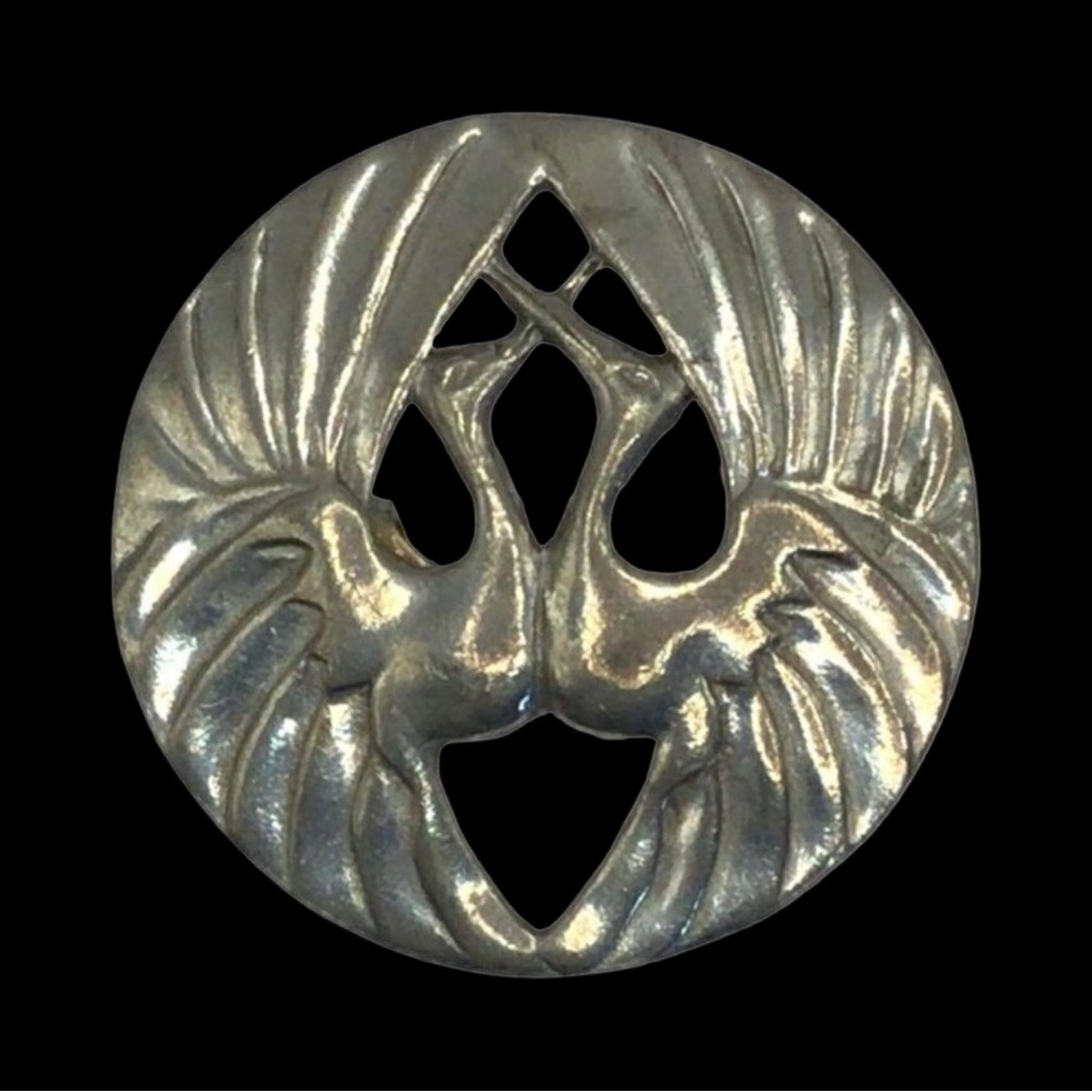 Seagull Pewter Canada Crane Bird Brooch Pin Silver Tone Signed Jewelry